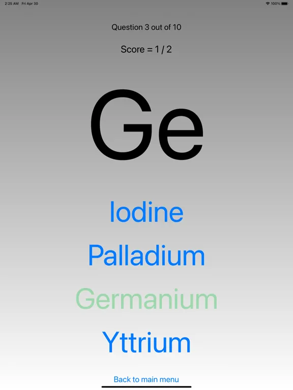 Tangkapan skrin Chemical elements - Table iPad 