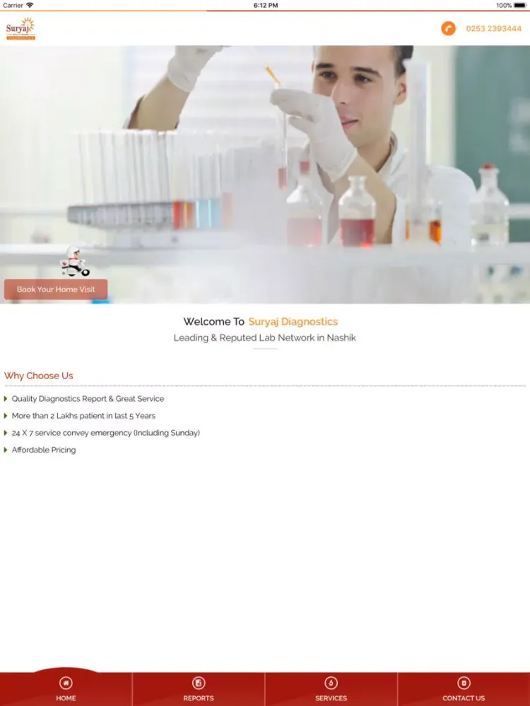 Tangkapan skrin Suryaj Diagnostics iPad 