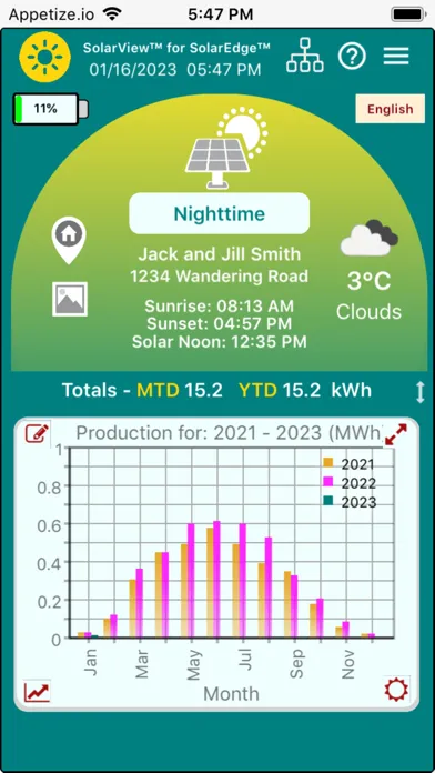 Zrzuty ekranu SolarView for SolarEdge