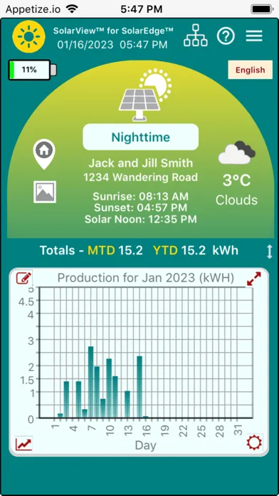 Zrzuty ekranu SolarView for SolarEdge