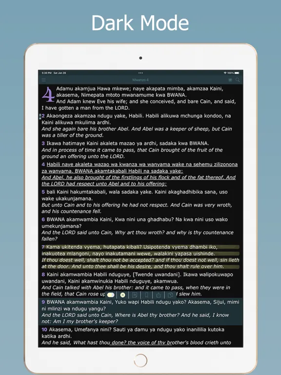 Screenshot di Biblia Takatifu－Swahili Bible iPad 