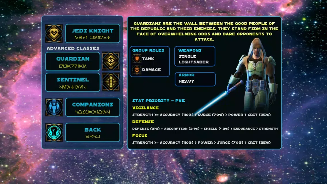 Ảnh chụp màn hình của Classes for SWTOR