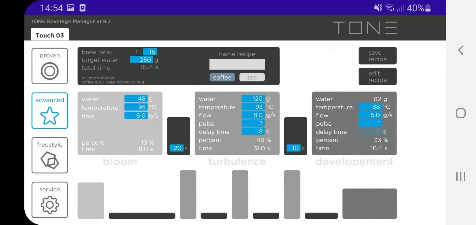 Screenshot di TONE Beverage Manager