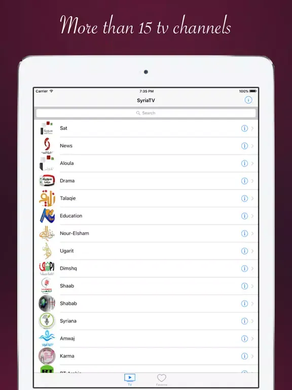 Syria TV - Syrian television & radio online iPad  سکرین شاٹس