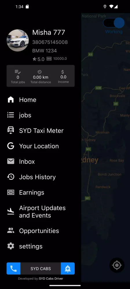 Ảnh chụp màn hình của SYD Cabs Driver