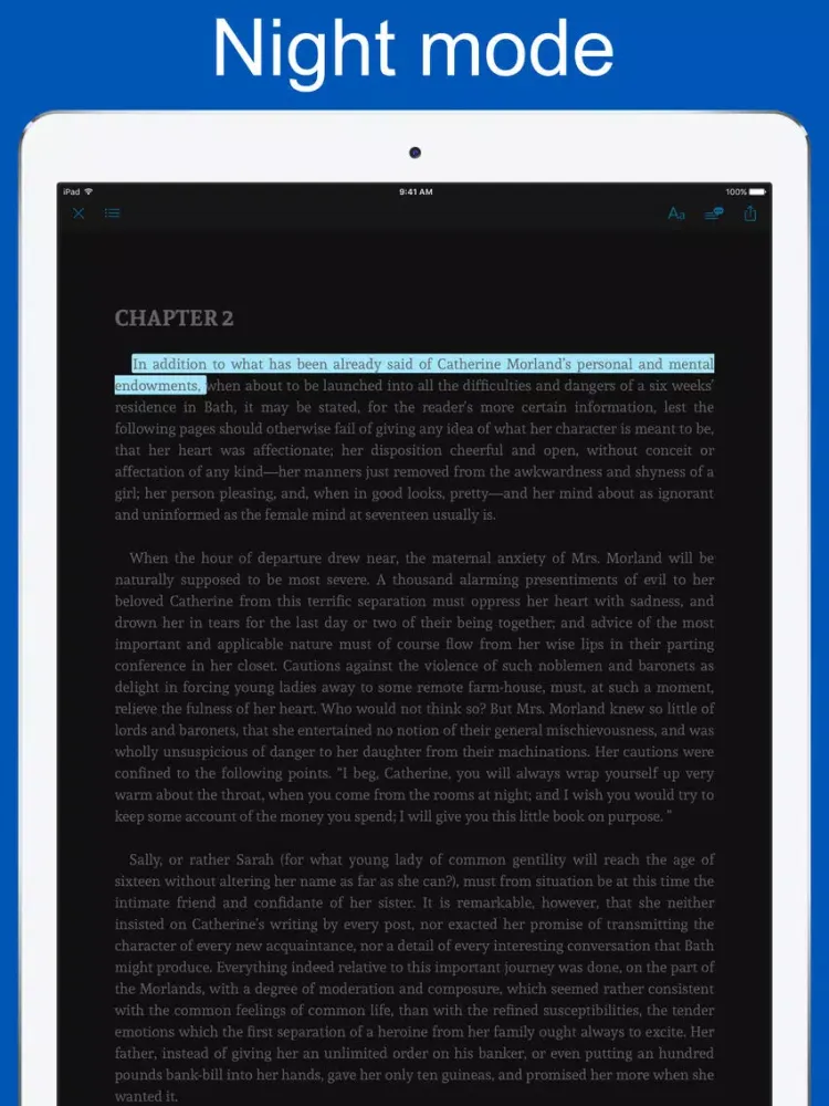 Captures d'écran de Northanger Abbey - quiz, sync transcript iPad 