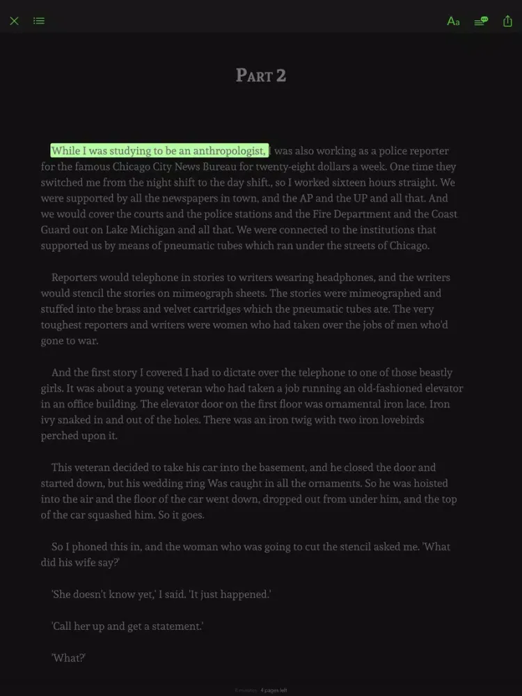 Slaughterhouse Five - notes, sync transcript iPad  Screenshots
