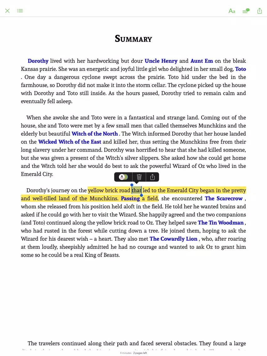 صور The Wonderful Wizard of Oz - sync transcript iPad 