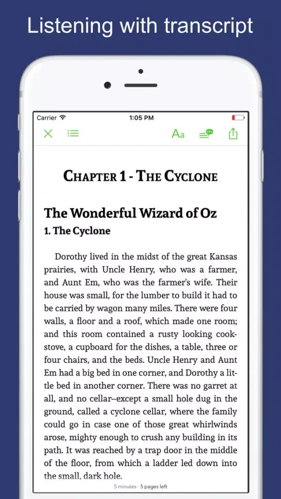 Screenshot di The Wonderful Wizard of Oz - sync transcript