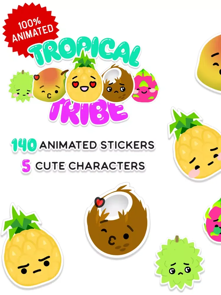 Tropical Tribe Animated Emoji iPad 应用截图