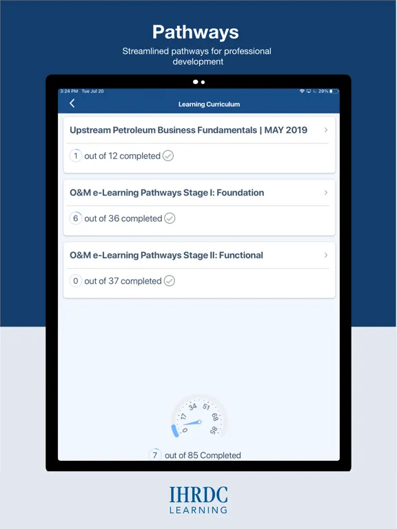 Ảnh chụp màn hình của IHRDC’s Learning Platform iPad 