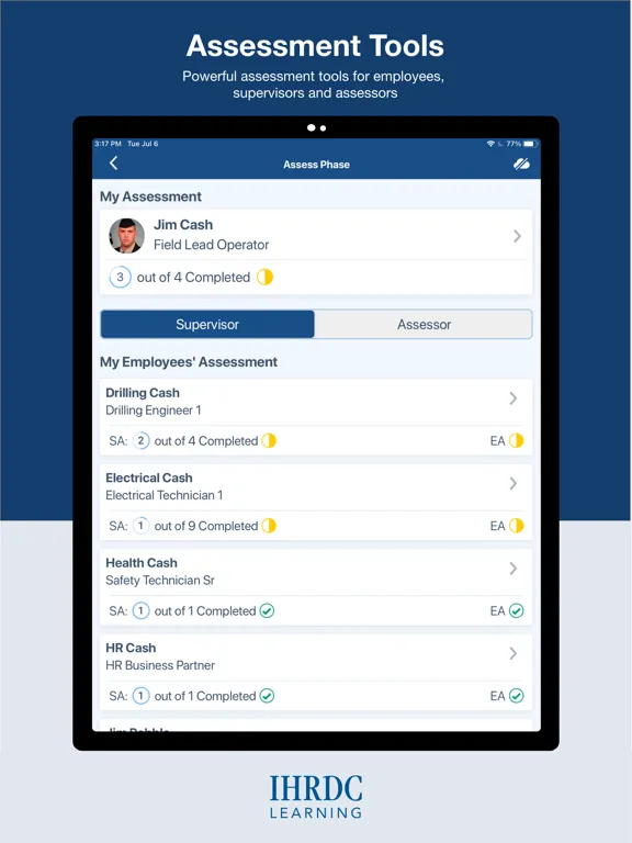 Ảnh chụp màn hình của IHRDC’s Learning Platform iPad 