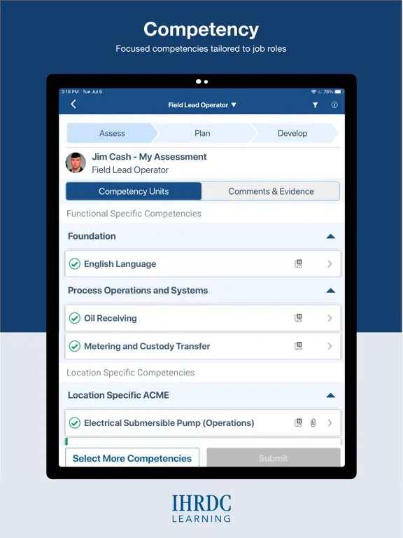 Ảnh chụp màn hình của IHRDC’s Learning Platform iPad 