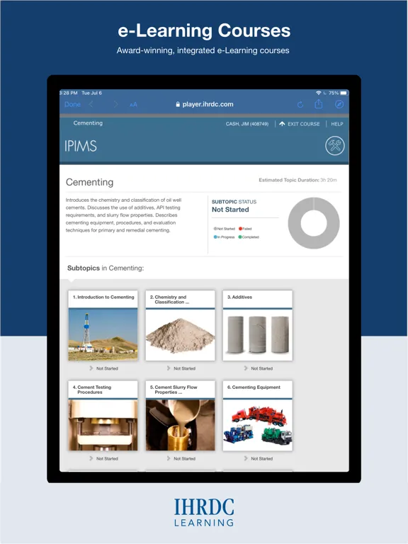 Ảnh chụp màn hình của IHRDC’s Learning Platform iPad 