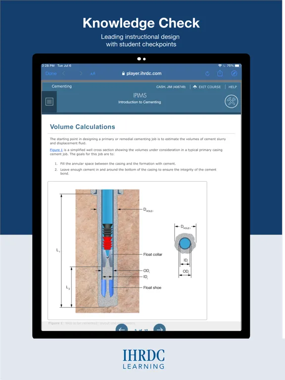Ảnh chụp màn hình của IHRDC’s Learning Platform iPad 