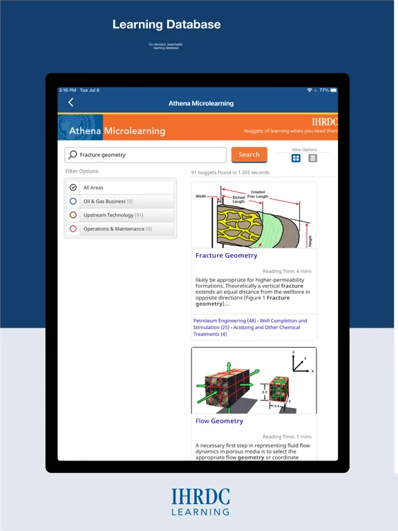 Ảnh chụp màn hình của IHRDC’s Learning Platform iPad 