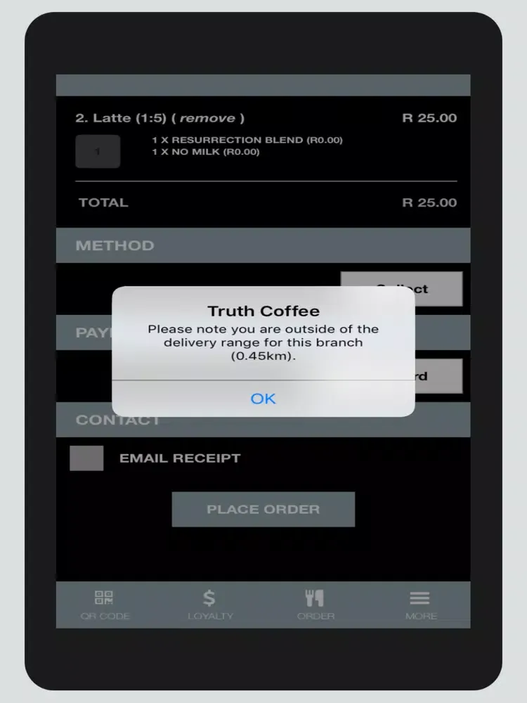 Tangkapan layar Truth.Coffee iPad 