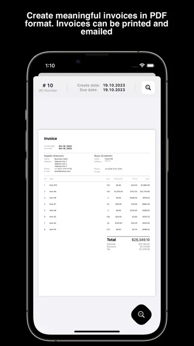 Tangkapan skrin The Invoice Create