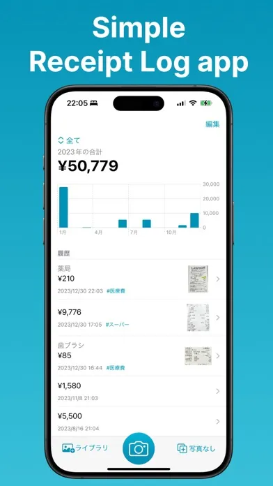 Receipts log スクリーンショット