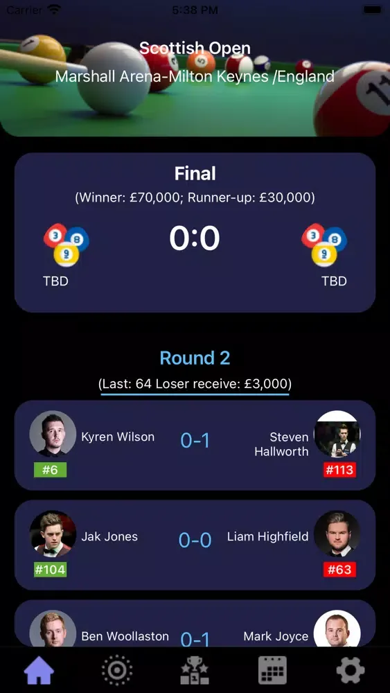 Snooker Live Score Billiards Screenshots