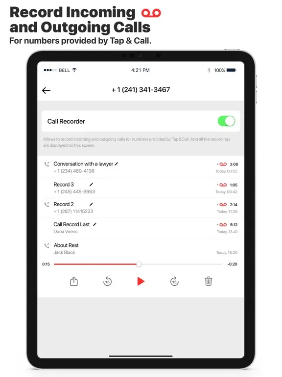 Tangkapan skrin TapCall - Second Phone Number iPad 