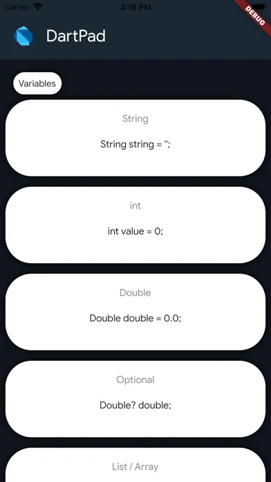 DartPad 스크린샷