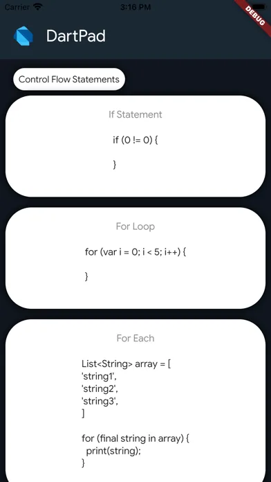 DartPad 스크린샷