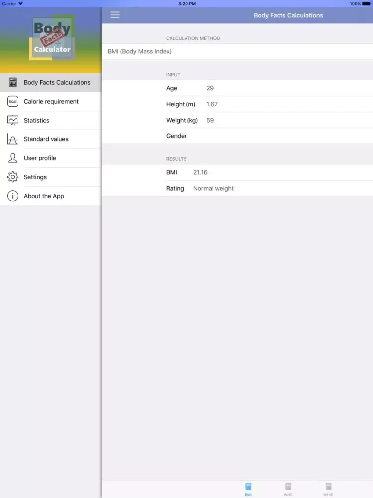 Capturas de tela do Body Facts Calculator iPad 