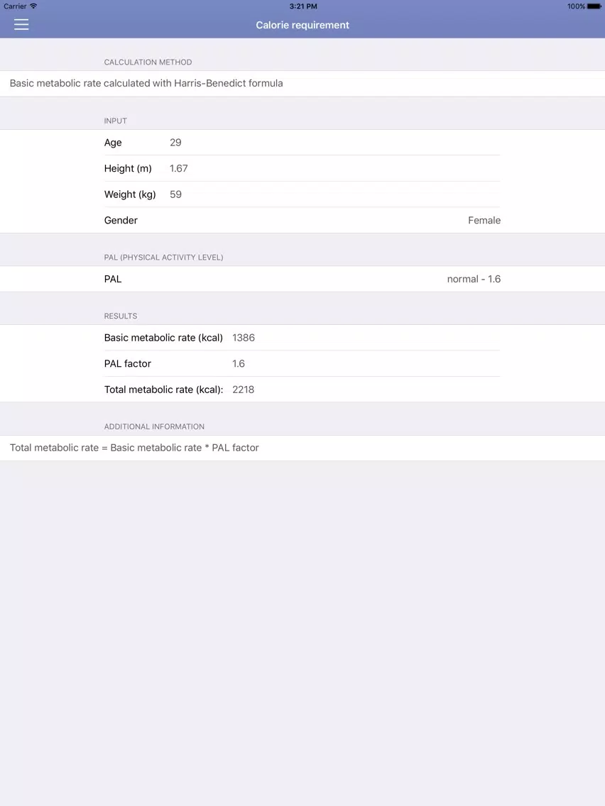 Ảnh chụp màn hình của Body Facts Calculator iPad 