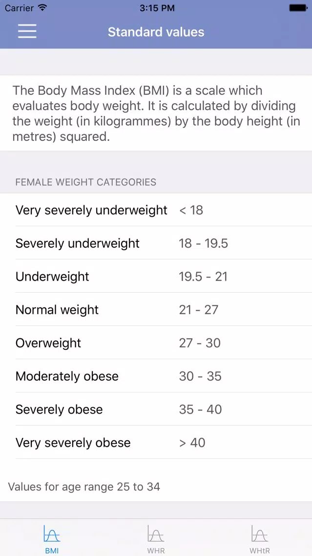 Ảnh chụp màn hình của Body Facts Calculator