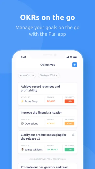 Plai - OKR app Screenshots