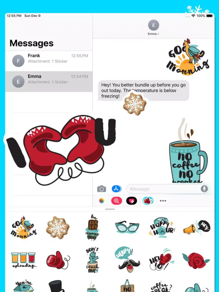 Tangkapan layar Winter, Snow & Coffee Stickers iPad 