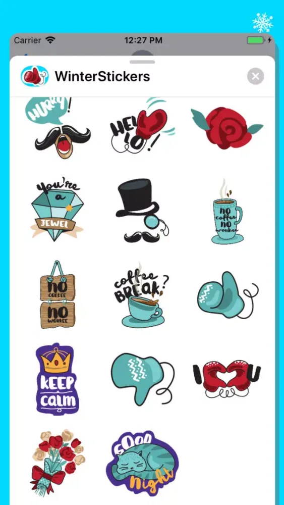 Tangkapan layar Winter, Snow & Coffee Stickers