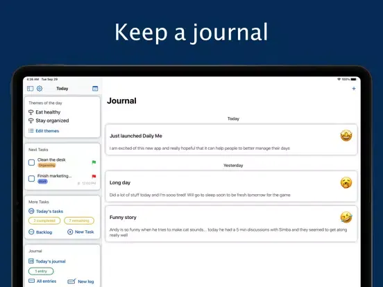 Daily Me: Themes, Tasks, Diary iPad 应用截图