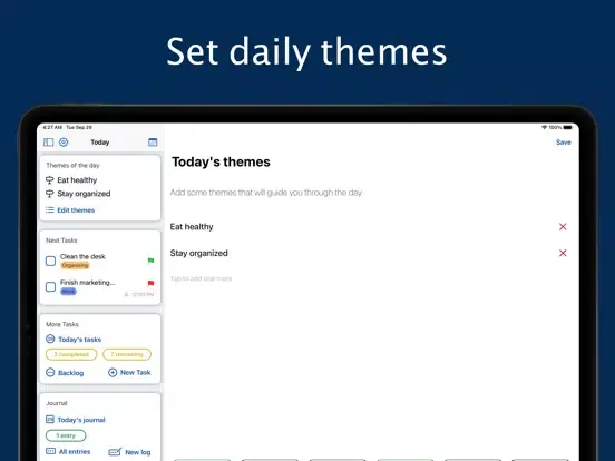 Daily Me: Themes, Tasks, Diary iPad 应用截图