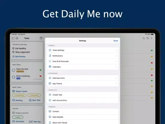 Daily Me: Themes, Tasks, Diary iPad 应用截图