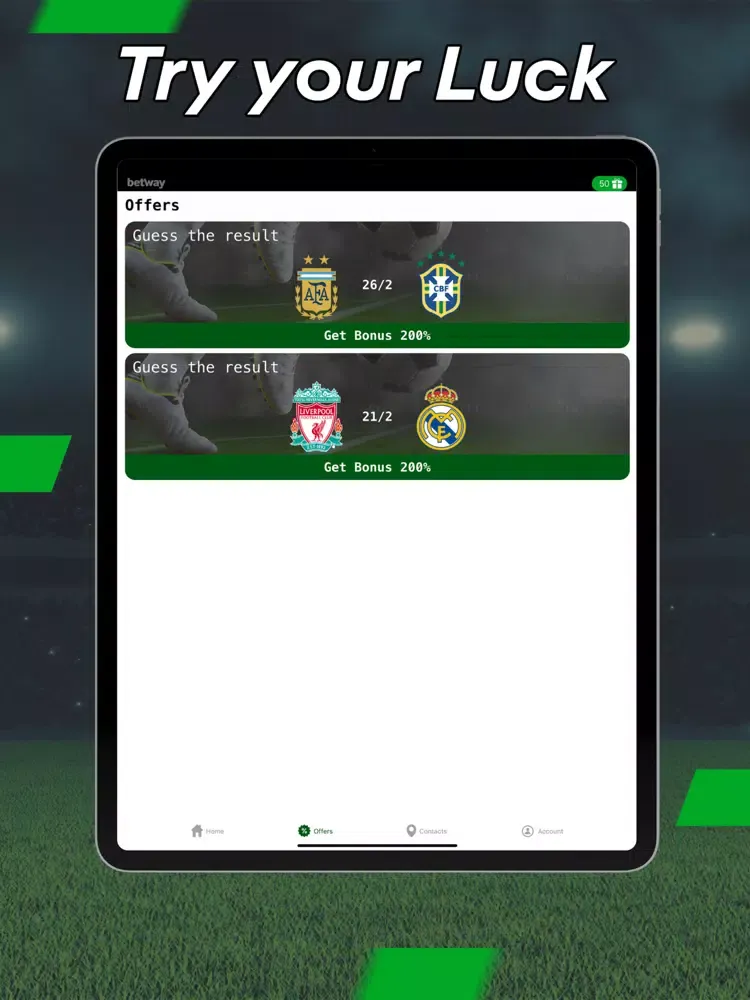 Bonus Card for BetWay iPad  스크린샷