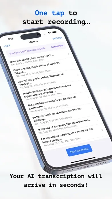 Tangkapan skrin Whisper Memos - Speech to text