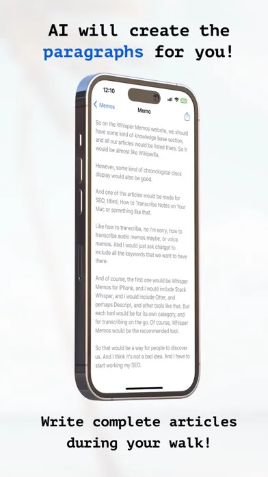 Tangkapan skrin Whisper Memos - Speech to text
