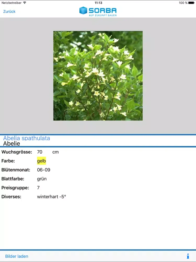 SORBA Pflanzen AX iPad  Screenshots