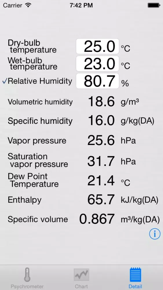 Captures d'écran de Psychrometer
