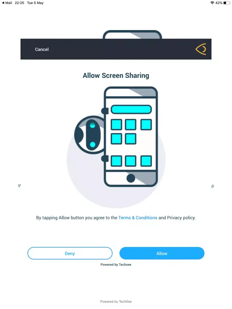 TechSee Instant Mirroring iPad 스크린샷