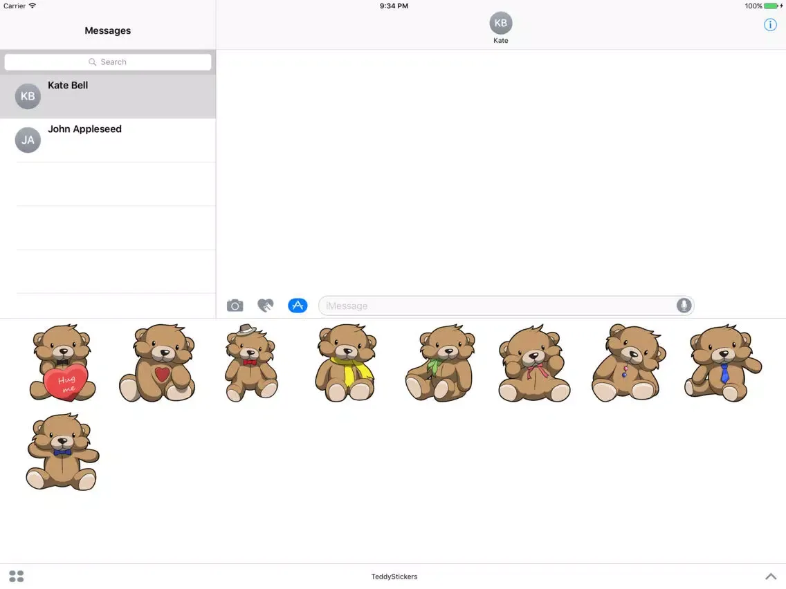 Cute Teddy Bear Stickers For iMessage iPad 應用截圖