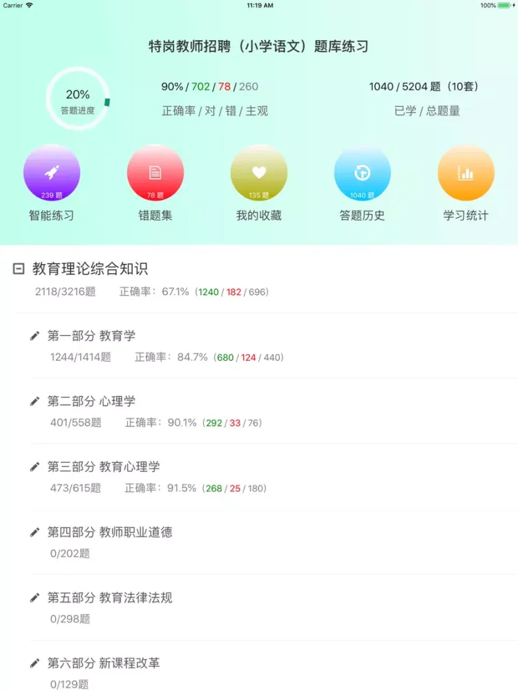 特岗教师招聘(小学语文)题库练习 iPad  Ekran Görüntüleri