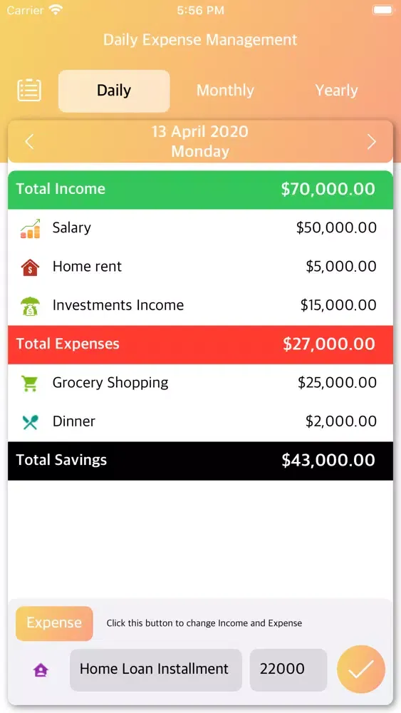 Daily Expense Management Ekran Görüntüleri