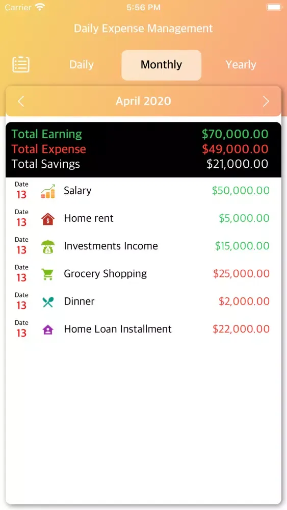 Daily Expense Management Ekran Görüntüleri