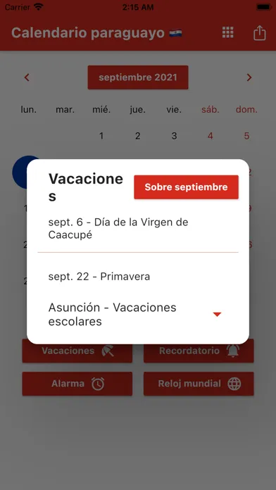 Captures d'écran de Calendario Paraguayo 2024