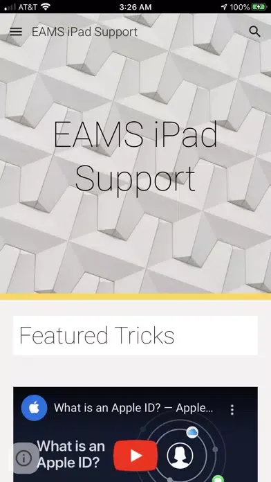 Screenshot di EAMS Support
