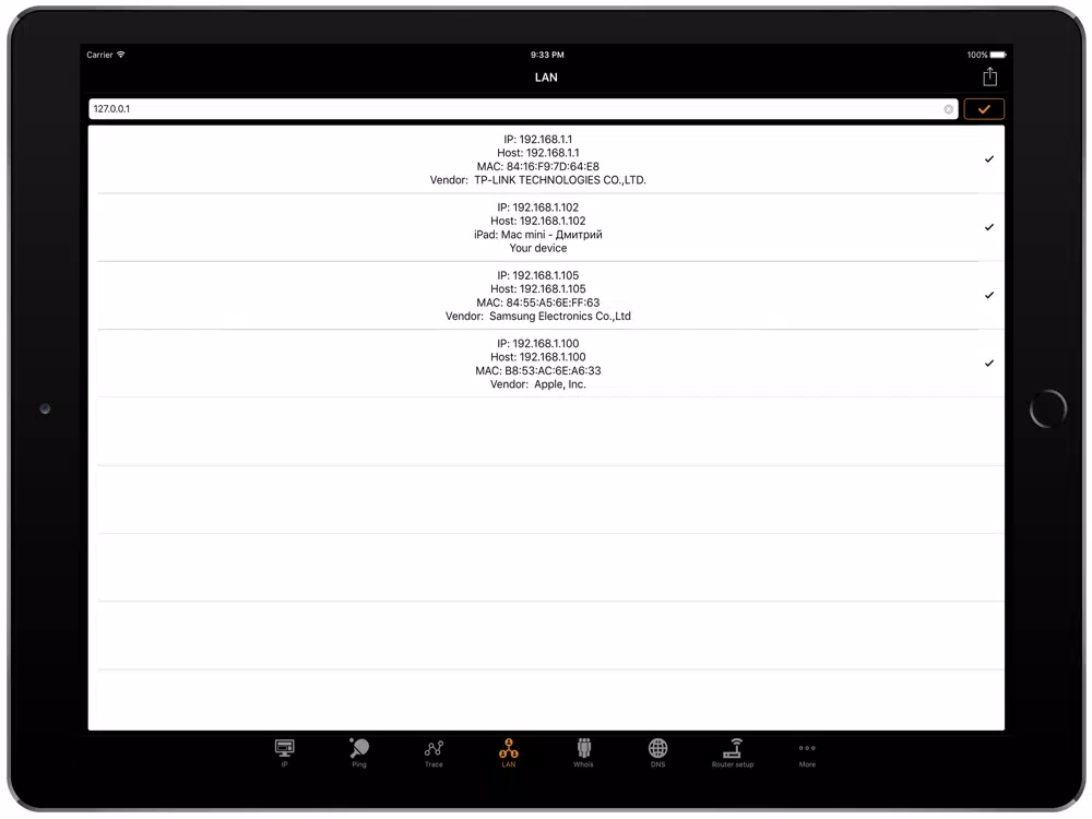 IP Tools: WiFi Analyzer iPad  Screenshots