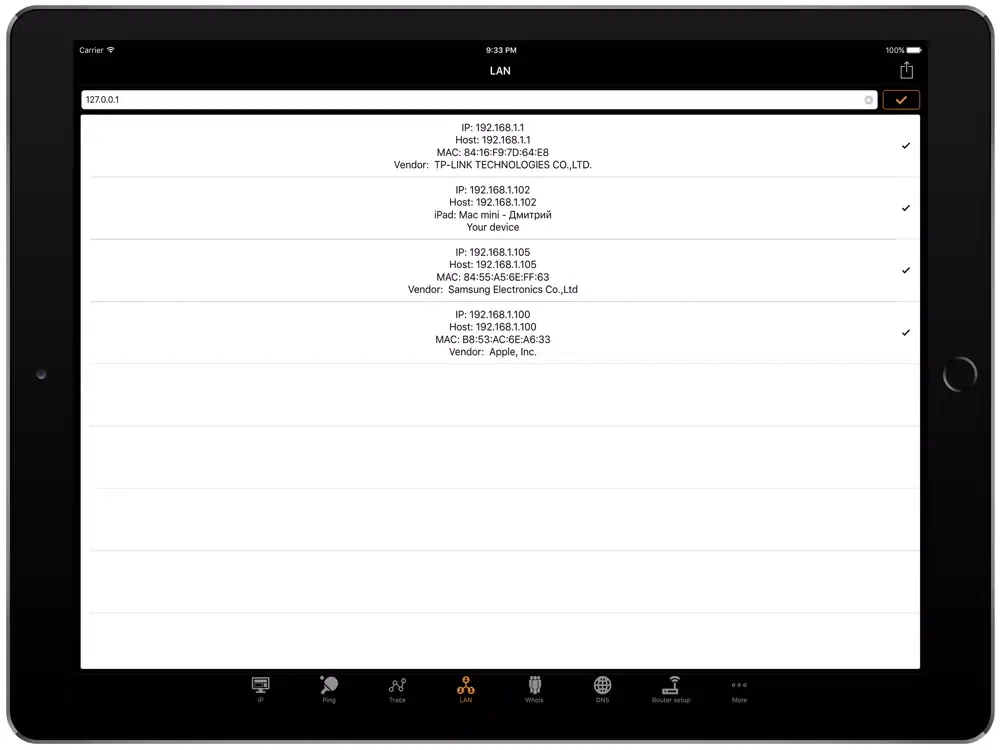 IP Tools: WiFi Analyzer iPad  Screenshots